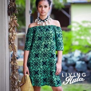 Living Hula Hawaii island designer aloha wear Dress modern muumuu Mumu EUC lole